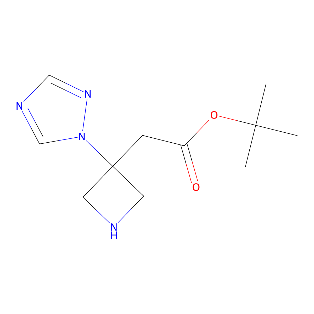 tert-butyl 2-[3-(1H-1,2,4-triazol-1-yl)azetidin-3-yl]acetate molecular structure, CAS 2870666-36-5