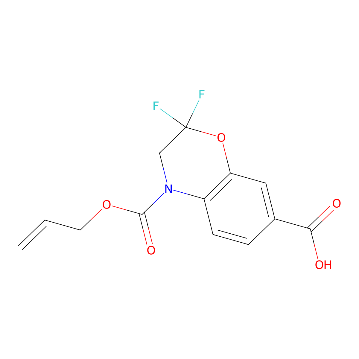 2,2-difluoro-4-[(prop-2-en-1-yloxy)carbonyl]-3,4-dihydro-2H-1,4-benzoxazine-7-carboxylic acid molecular structure, CAS 2870666-42-3
