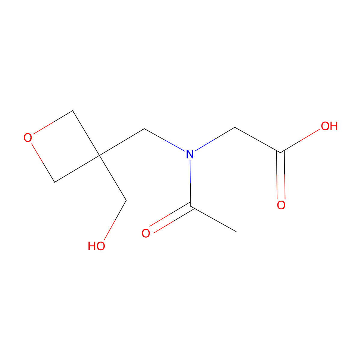 2-(N-{[3-(hydroxymethyl)oxetan-3-yl]methyl}acetamido)acetic acid molecular structure, CAS 2870666-43-4