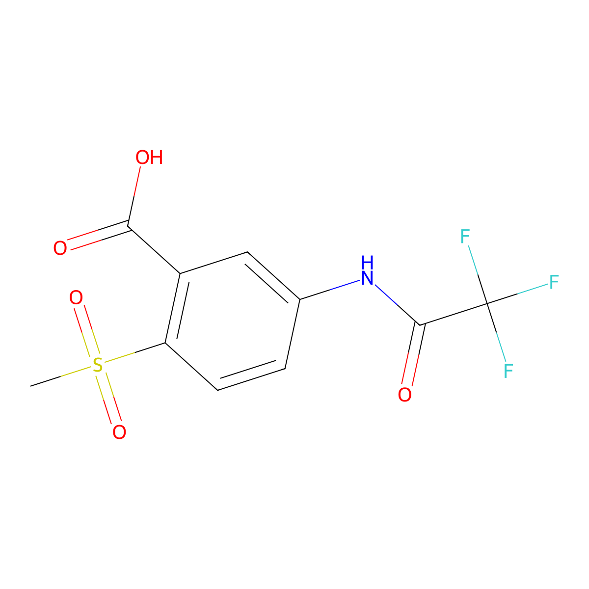 2-Methanesulfonyl-5-(2,2,2-trifluoroacetamido)benzoic acid molecular structure, CAS 2870666-57-0
