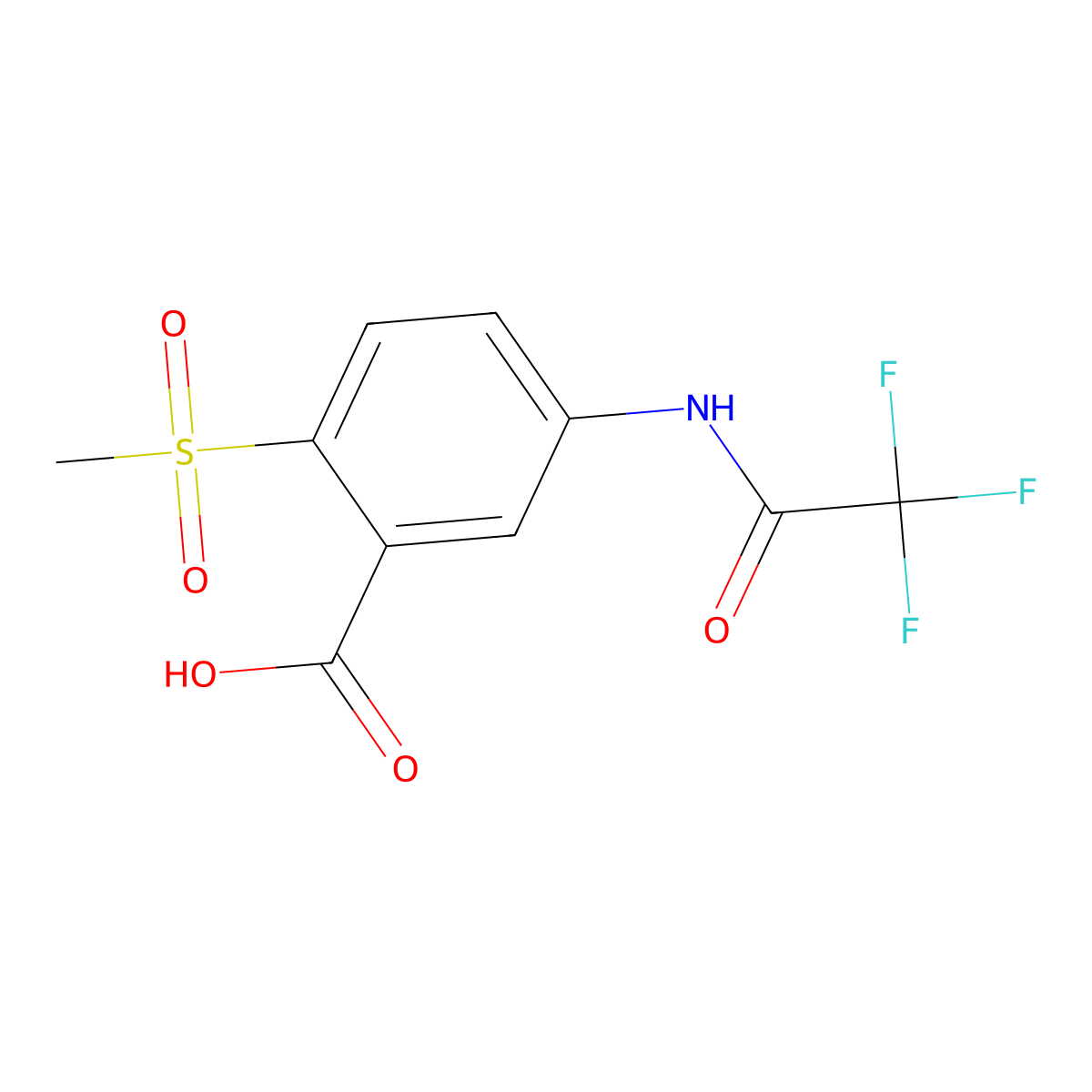 2-Methanesulfonyl-5-(2,2,2-trifluoroacetamido)benzoic acid molecular structure, CAS 2870666-57-0