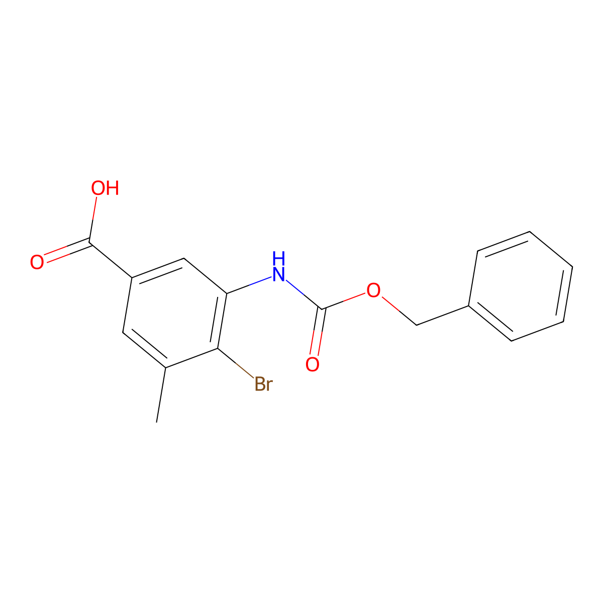 3-{[(Benzyloxy)carbonyl]amino}-4-bromo-5-methylbenzoic acid molecular structure, CAS 2870666-64-9