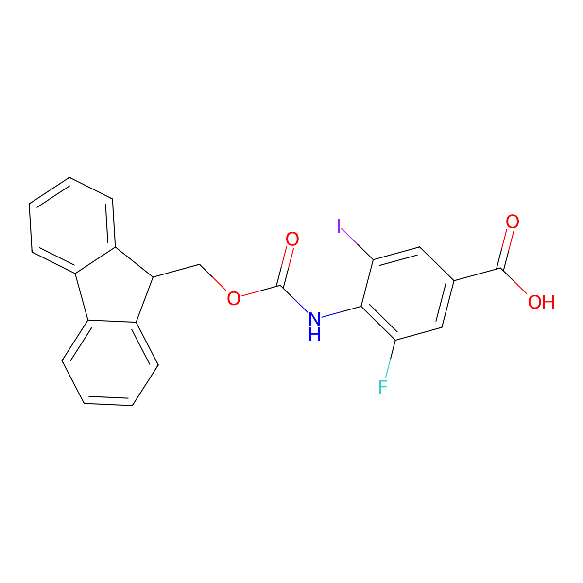 4-({[(9H-fluoren-9-yl)methoxy]carbonyl}amino)-3-fluoro-5-iodobenzoic acid molecular structure, CAS 2870666-67-2