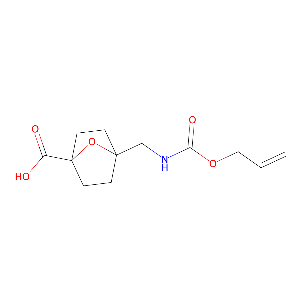 4-({[(Prop-2-en-1-yloxy)carbonyl]amino}methyl)-7-oxabicyclo[2.2.1]heptane-1-carboxylic acid molecular structure, CAS 2870666-75-2