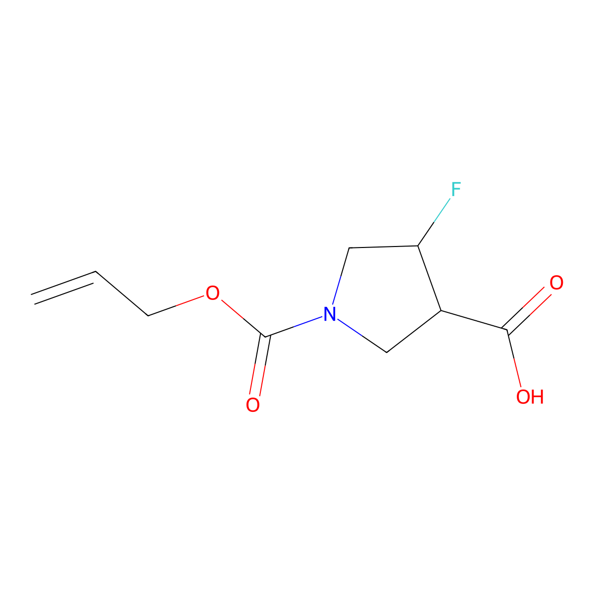 rac-(3R,4R)-4-fluoro-1-[(prop-2-en-1-yloxy)carbonyl]pyrrolidine-3-carboxylic acid molecular structure, CAS 2870666-76-3