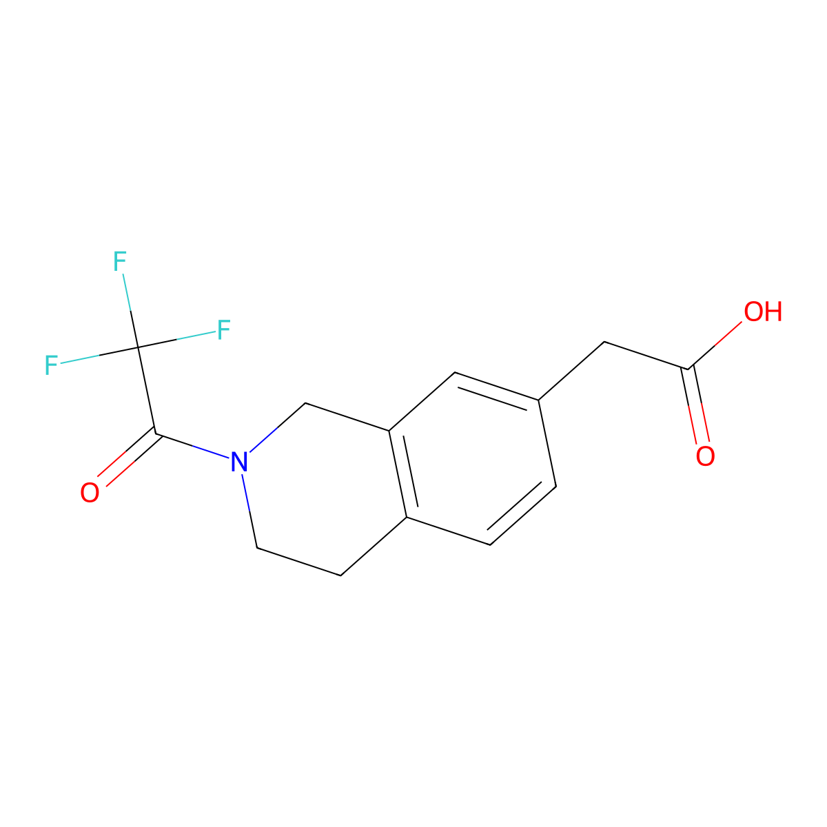 2-[2-(2,2,2-Trifluoroacetyl)-1,2,3,4-tetrahydroisoquinolin-7-yl]acetic acid molecular structure, CAS 2870666-89-8