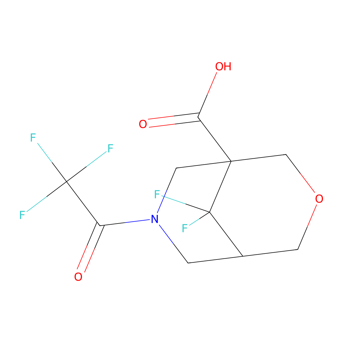 9,9-Difluoro-7-(2,2,2-trifluoroacetyl)-3-oxa-7-azabicyclo[3.3.1]nonane-1-carboxylic acid molecular structure, CAS 2870666-91-2
