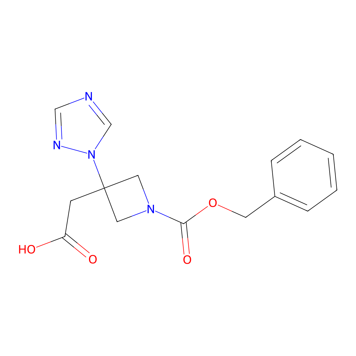 2-{1-[(benzyloxy)carbonyl]-3-(1H-1,2,4-triazol-1-yl)azetidin-3-yl}acetic acid molecular structure, CAS 2870666-92-3
