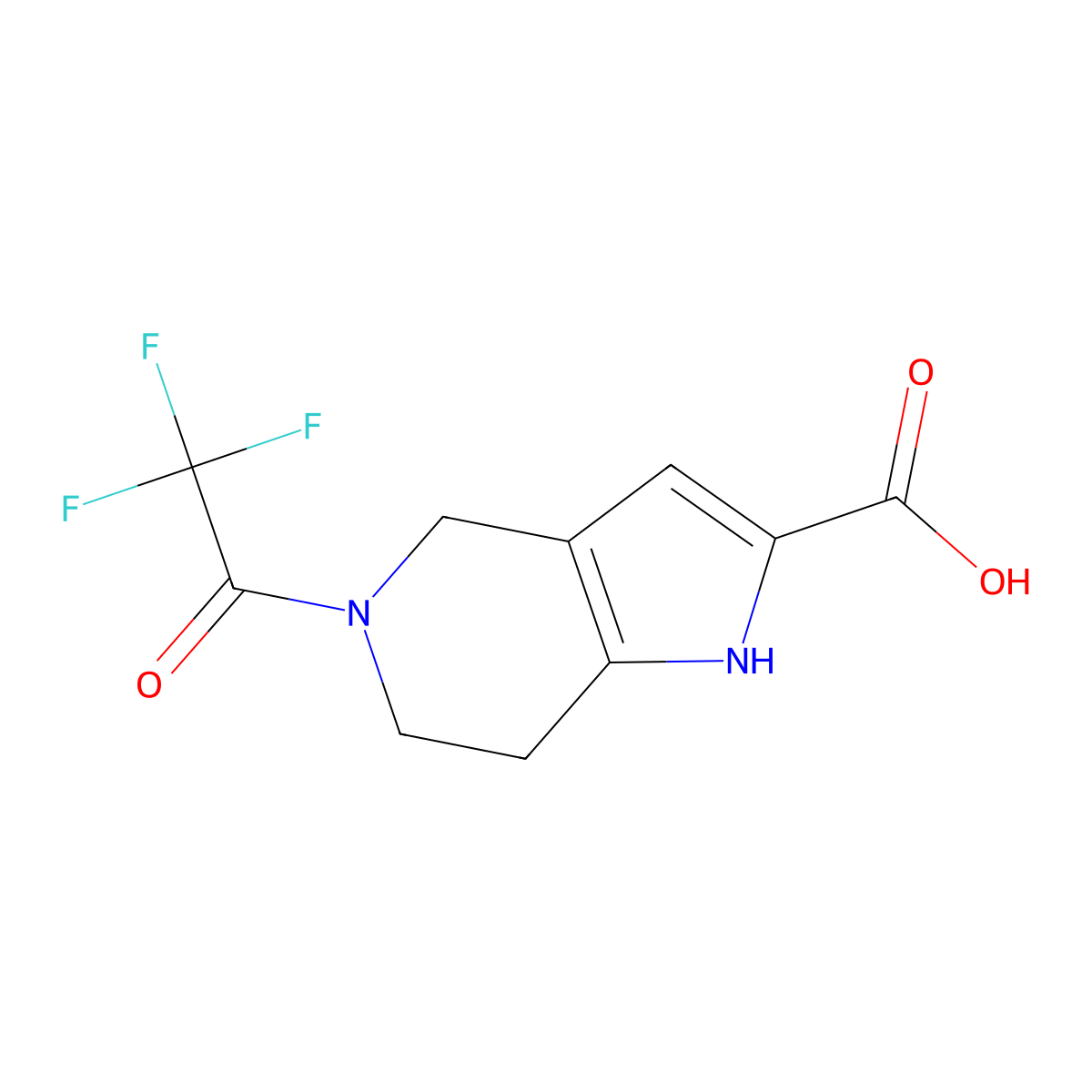 5-(2,2,2-trifluoroacetyl)-1H,4H,5H,6H,7H-pyrrolo[3,2-c]pyridine-2-carboxylic acid molecular structure, CAS 2870666-93-4