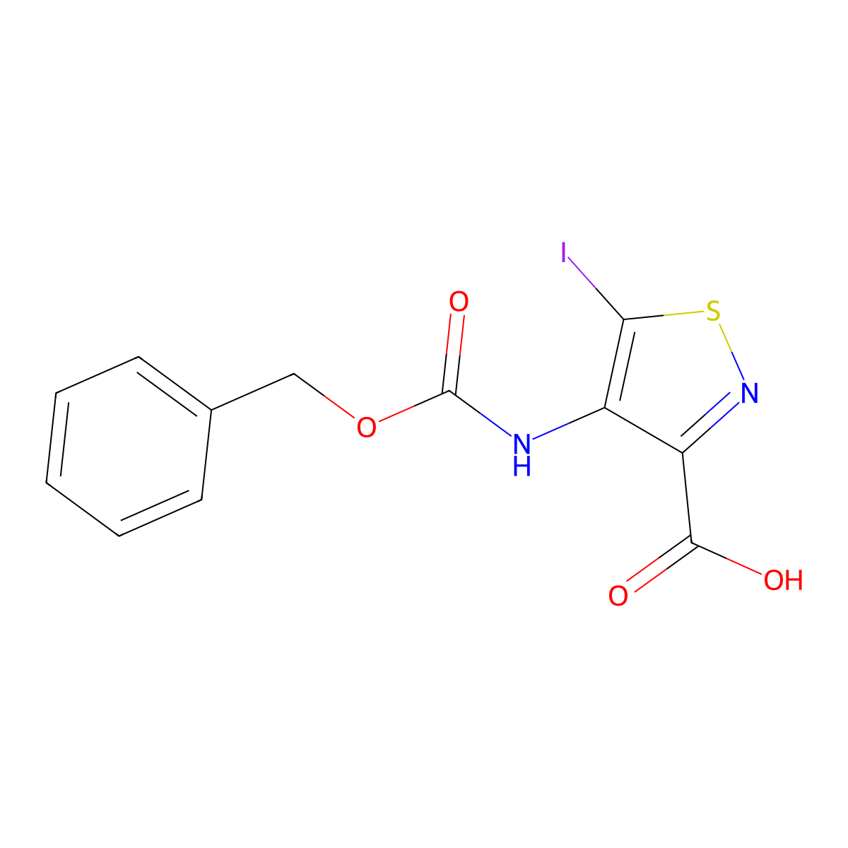 4-{[(Benzyloxy)carbonyl]amino}-5-iodo-1,2-thiazole-3-carboxylic acid molecular structure, CAS 2870666-99-0