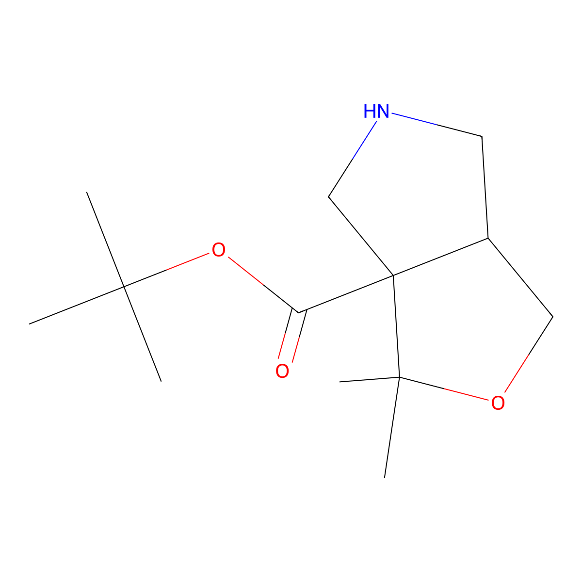 rac-tert-butyl (3aR,6aR)-3,3-dimethyl-hexahydro-1H-furo[3,4-c]pyrrole-3a-carboxylate molecular structure, CAS 2870667-05-1