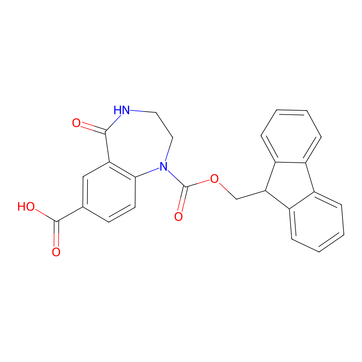 1-{[(9H-fluoren-9-yl)methoxy]carbonyl}-5-oxo-2,3,4,5-tetrahydro-1H-1,4-benzodiazepine-7-carboxylic acid molecular structure, CAS 2870667-10-8