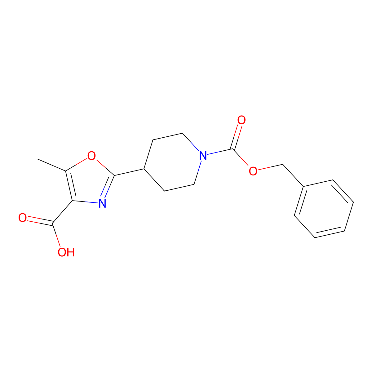 2-{1-[(Benzyloxy)carbonyl]piperidin-4-yl}-5-methyl-1,3-oxazole-4-carboxylic acid molecular structure, CAS 2870667-11-9
