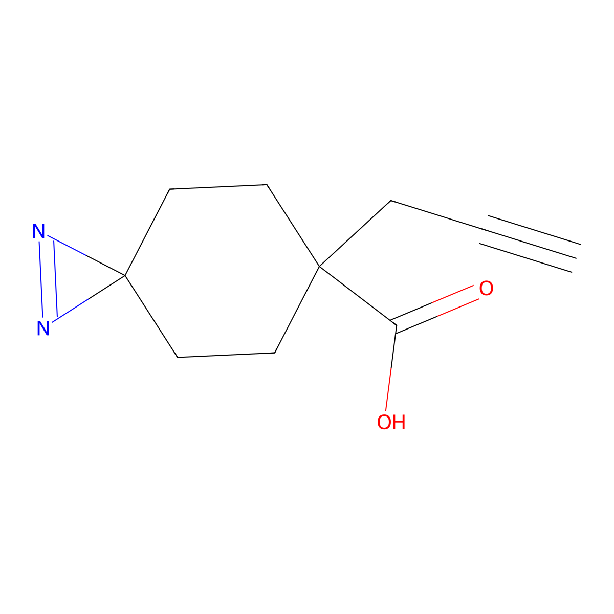 6-(Prop-2-yn-1-yl)-1,2-diazaspiro[2.5]oct-1-ene-6-carboxylic acid molecular structure, CAS 2870667-18-6
