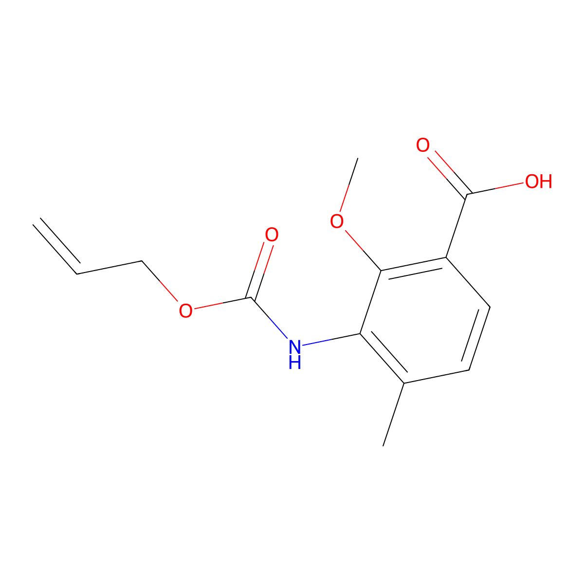 2-Methoxy-4-methyl-3-{[(prop-2-en-1-yloxy)carbonyl]amino}benzoic acid molecular structure, CAS 2870667-19-7