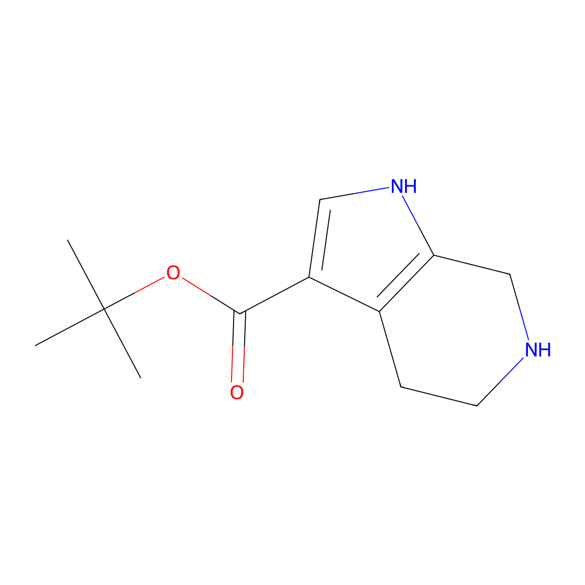 tert-butyl 1H,4H,5H,6H,7H-pyrrolo[2,3-c]pyridine-3-carboxylate molecular structure, CAS 2870667-27-7