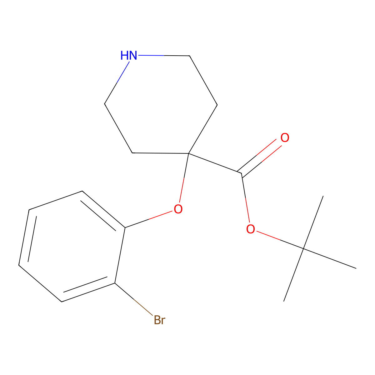 Tert-butyl 4-(2-bromophenoxy)piperidine-4-carboxylate molecular structure, CAS 2870667-33-5