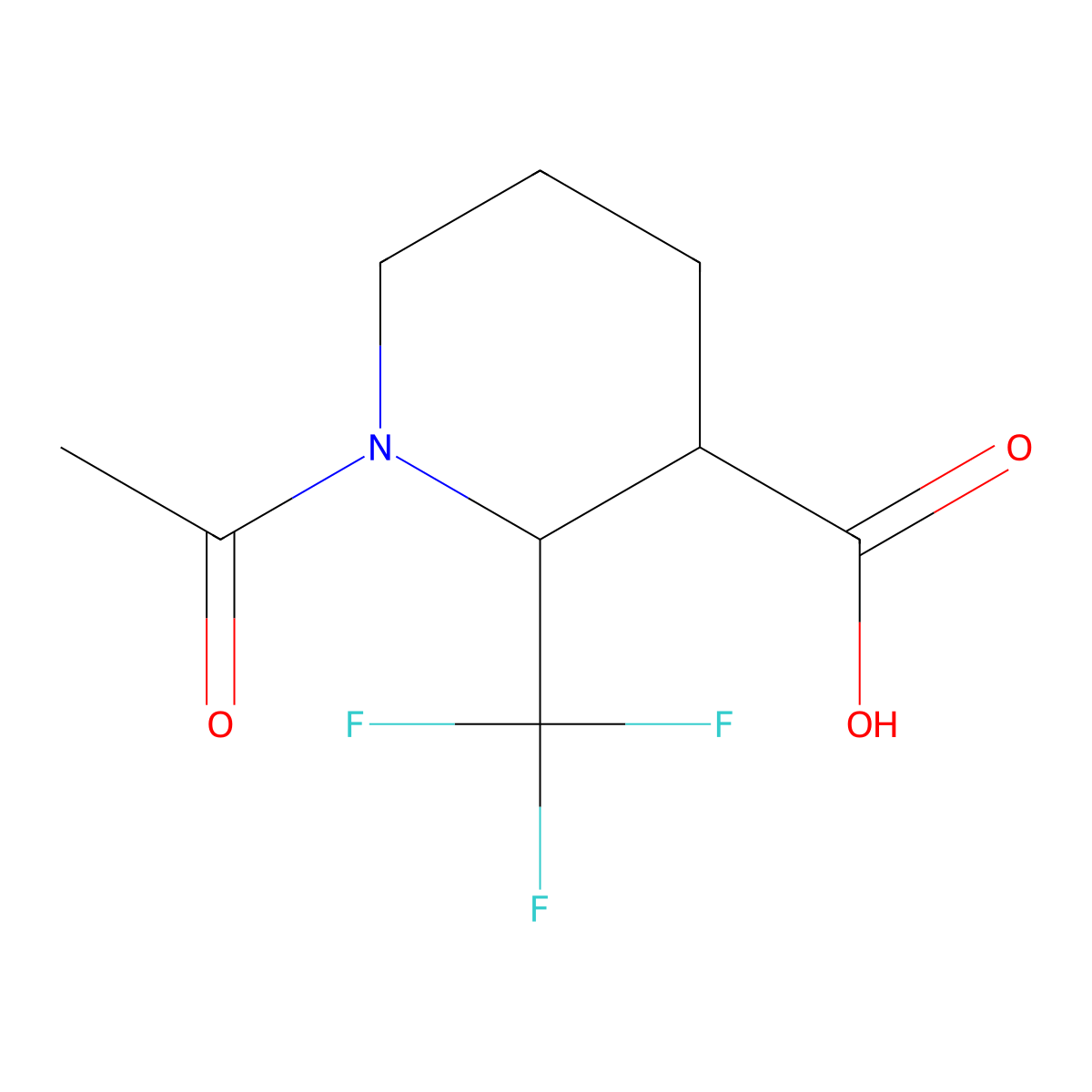 1-Acetyl-2-(trifluoromethyl)piperidine-3-carboxylic acid molecular structure, CAS 2870667-43-7
