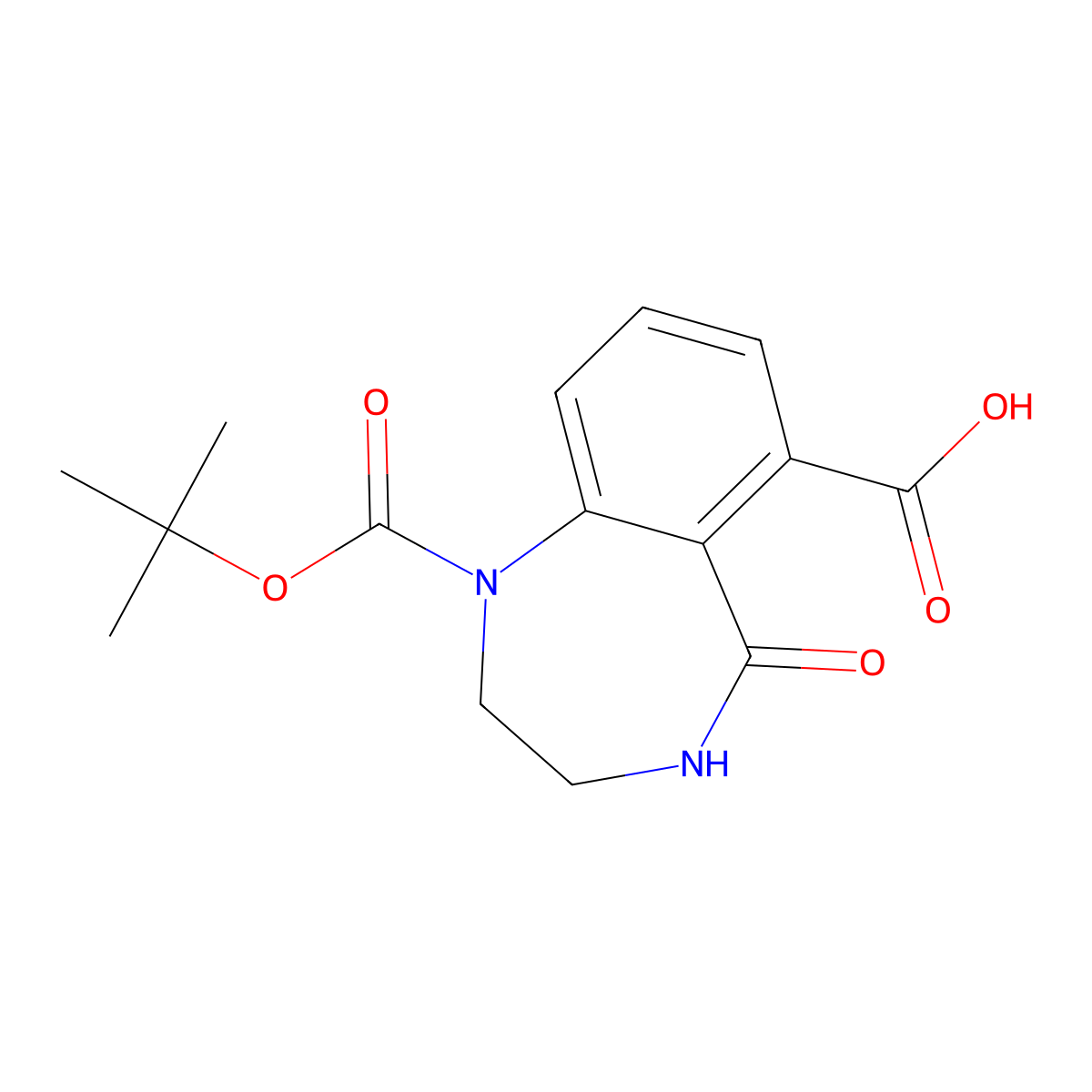 1-[(tert-butoxy)carbonyl]-5-oxo-2,3,4,5-tetrahydro-1H-1,4-benzodiazepine-6-carboxylic acid molecular structure, CAS 2870667-46-0