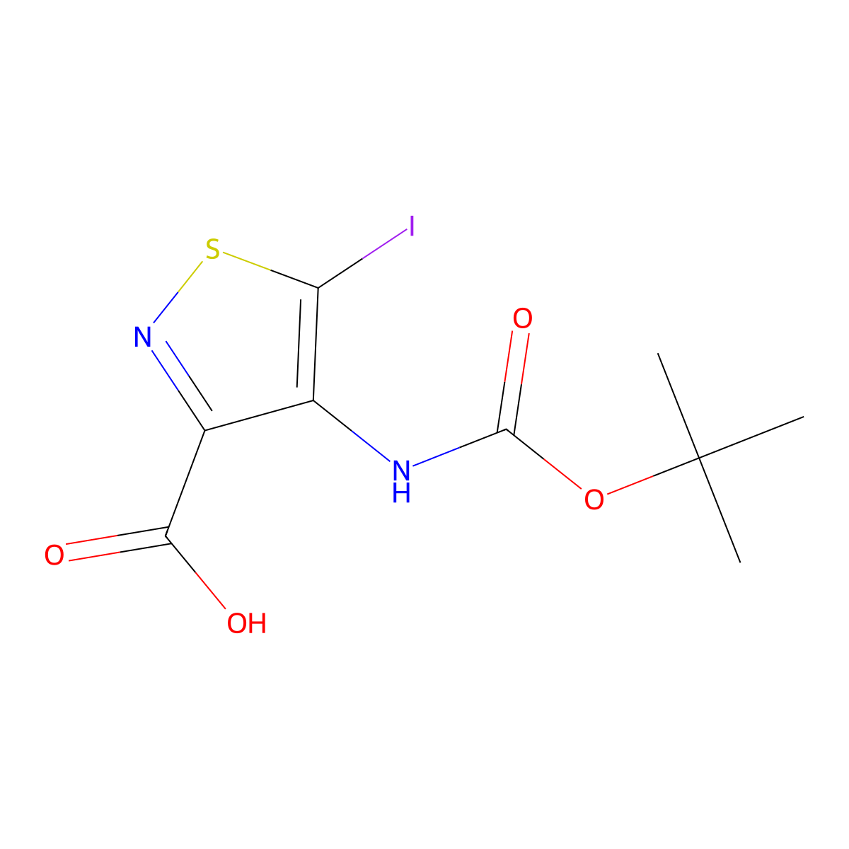 4-{[(Tert-butoxy)carbonyl]amino}-5-iodo-1,2-thiazole-3-carboxylic acid molecular structure, CAS 2870667-48-2