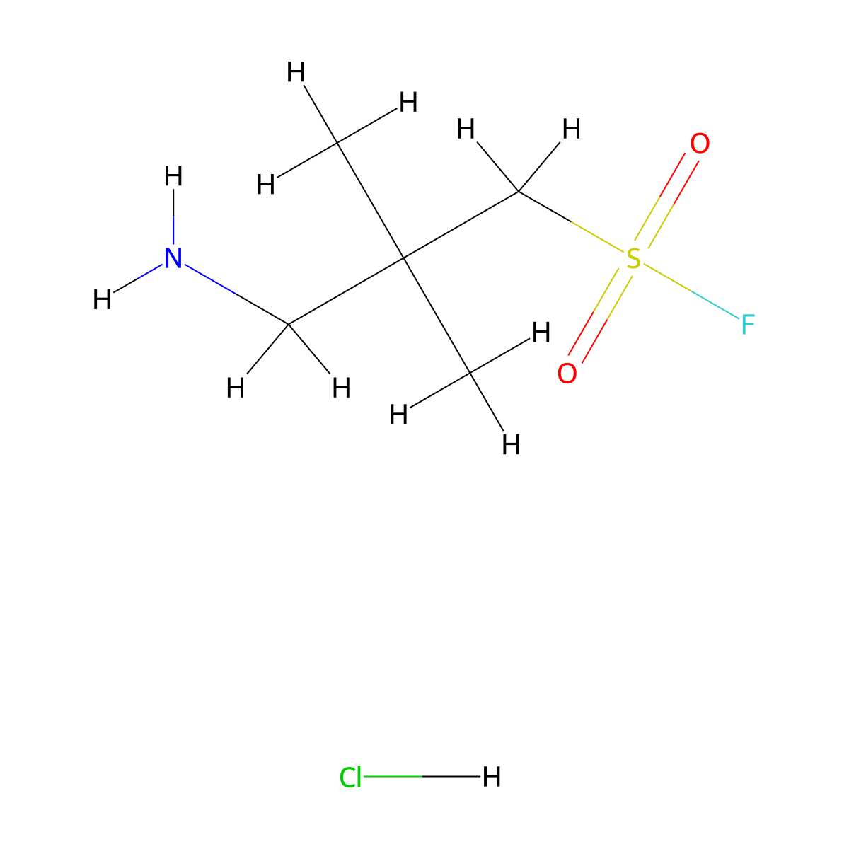 3-Amino-2,2-dimethylpropane-1-sulfonyl fluoride hydrochloride molecular structure, CAS 2870667-49-3