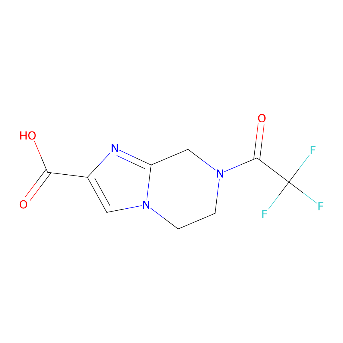 7-(2,2,2-trifluoroacetyl)-5H,6H,7H,8H-imidazo[1,2-a]pyrazine-2-carboxylic acid molecular structure, CAS 2870667-50-6