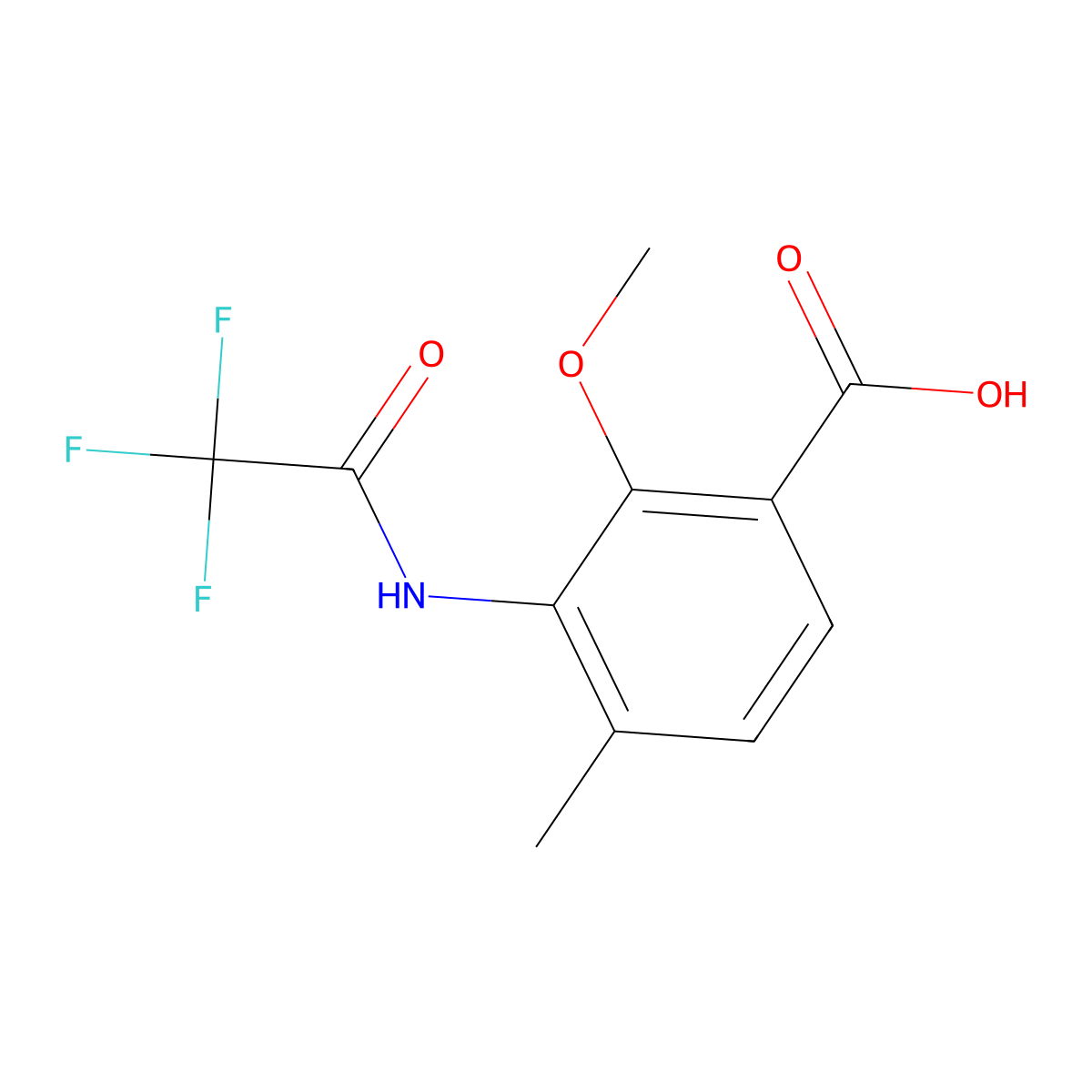 2-Methoxy-4-methyl-3-(2,2,2-trifluoroacetamido)benzoic acid molecular structure, CAS 2870667-54-0