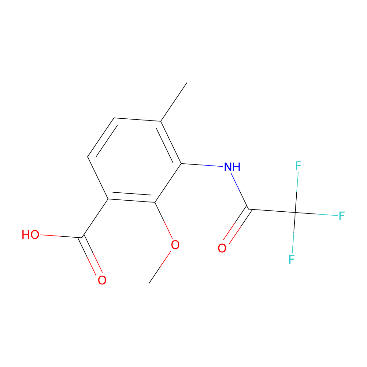 2-Methoxy-4-methyl-3-(2,2,2-trifluoroacetamido)benzoic acid molecular structure, CAS 2870667-54-0