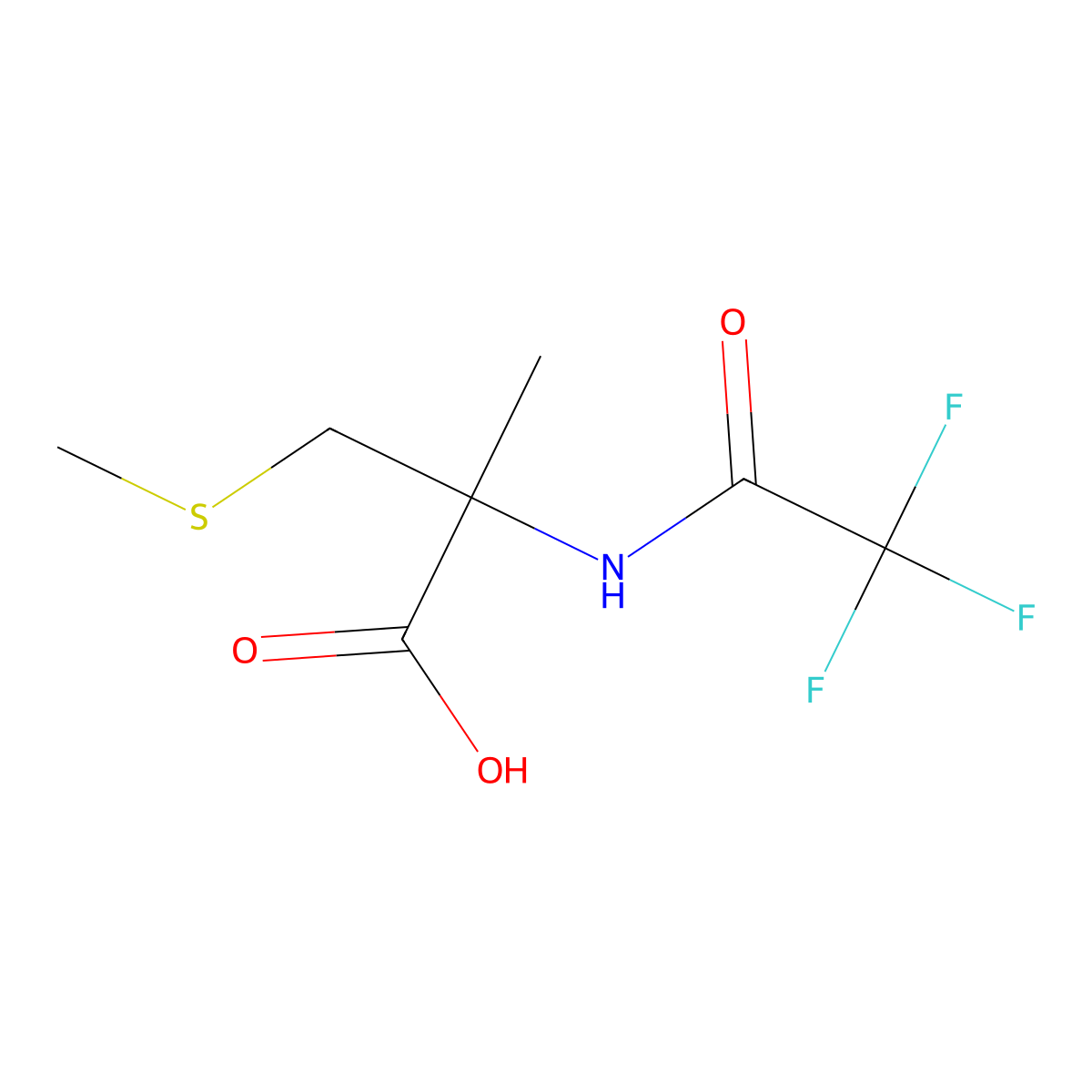 2-Methyl-3-(methylsulfanyl)-2-(2,2,2-trifluoroacetamido)propanoic acid molecular structure, CAS 2870667-56-2