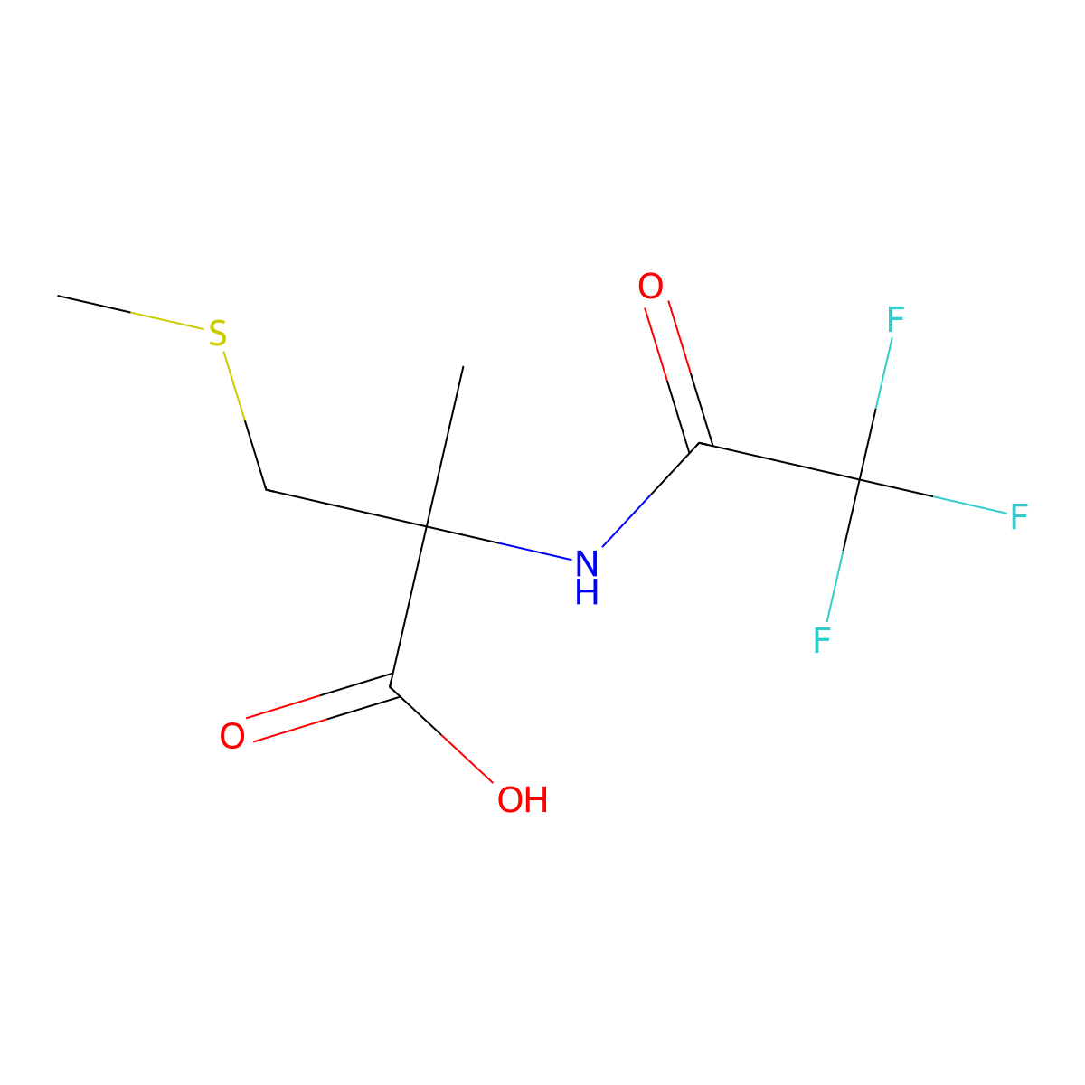 2-Methyl-3-(methylsulfanyl)-2-(2,2,2-trifluoroacetamido)propanoic acid molecular structure, CAS 2870667-56-2
