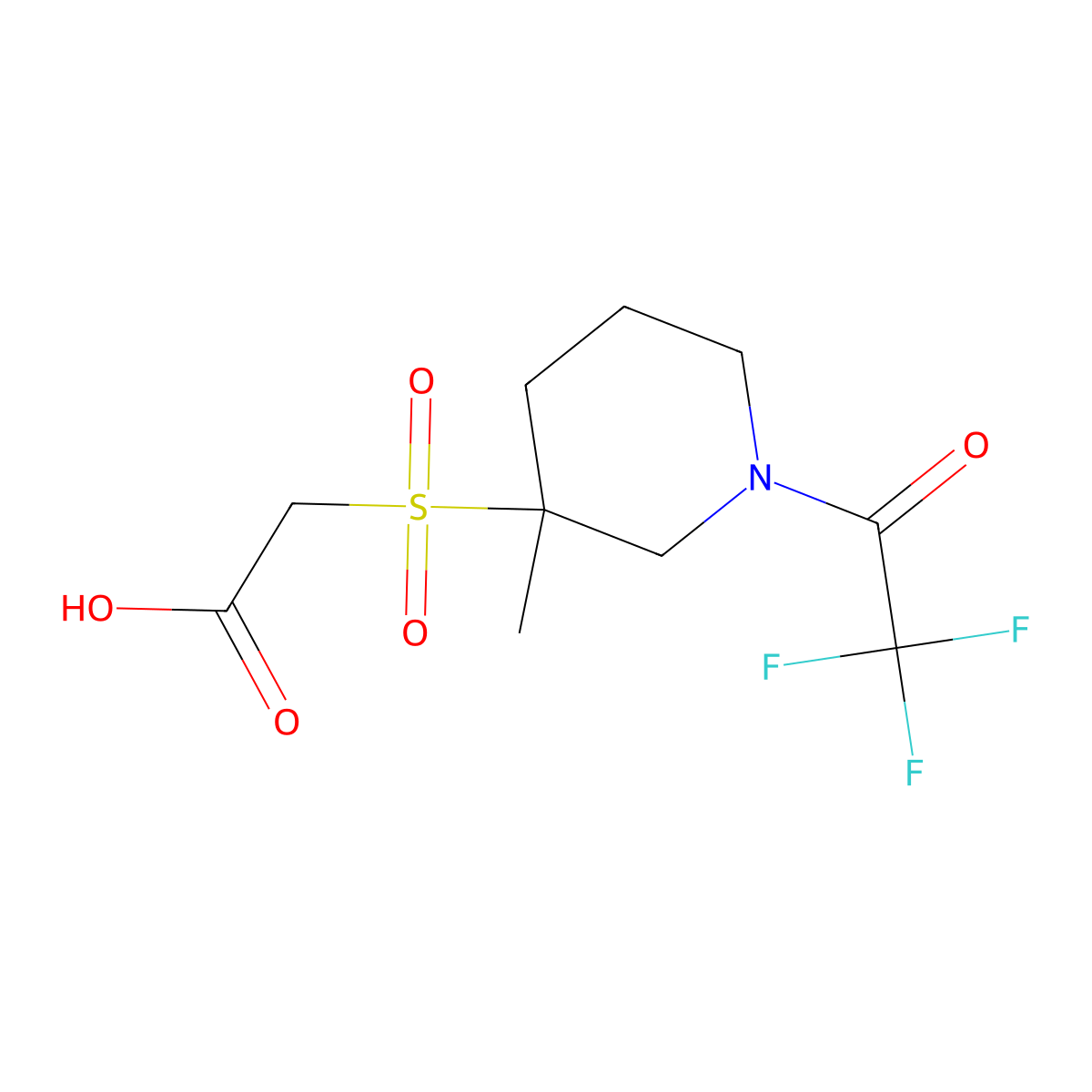 2-{[3-Methyl-1-(2,2,2-trifluoroacetyl)piperidin-3-yl]sulfonyl}acetic acid molecular structure, CAS 2870667-61-9