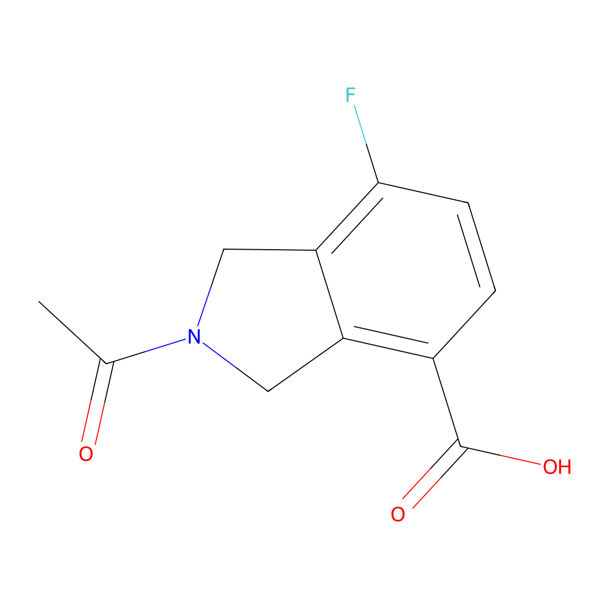 2-acetyl-7-fluoro-2,3-dihydro-1H-isoindole-4-carboxylic acid molecular structure, CAS 2870667-64-2