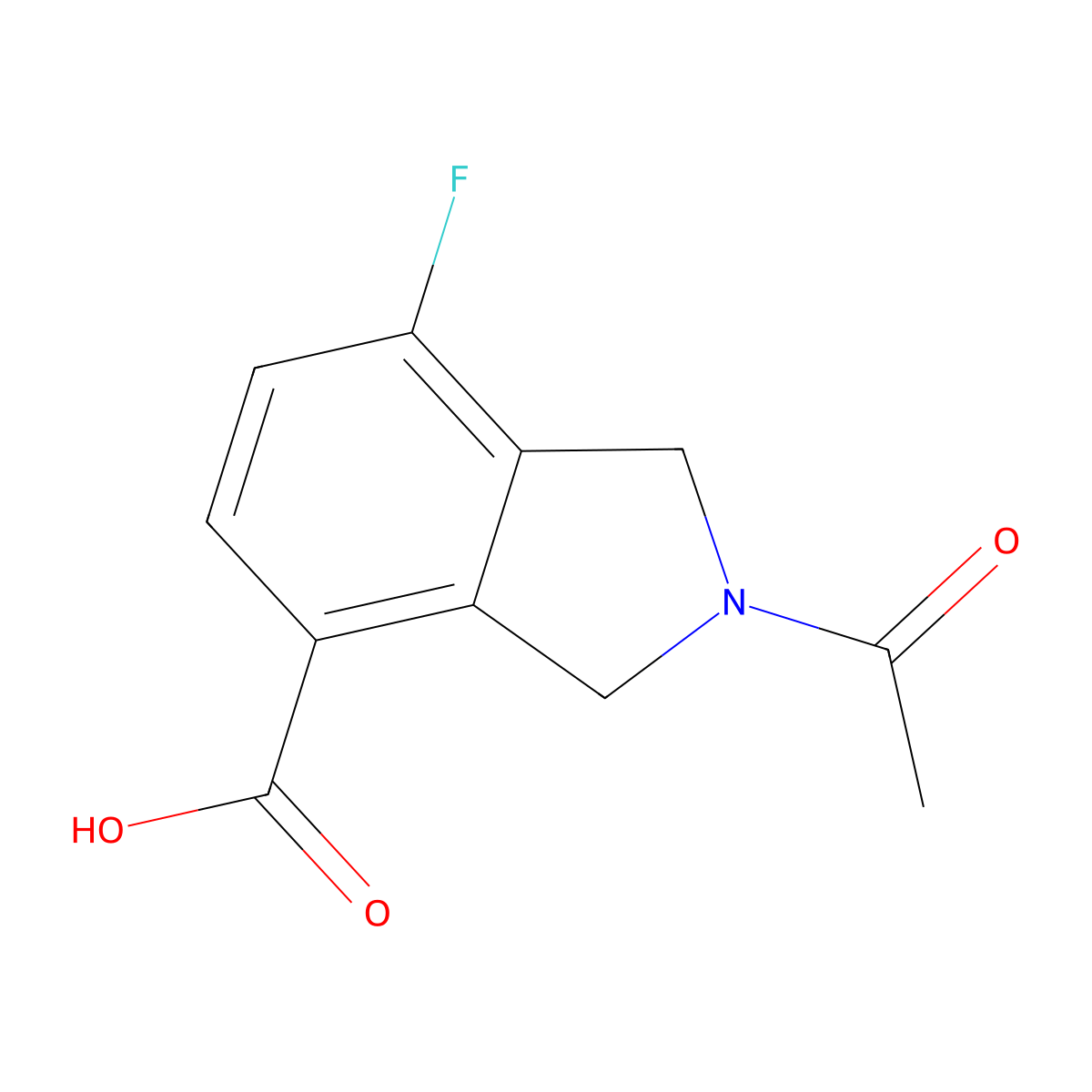 2-acetyl-7-fluoro-2,3-dihydro-1H-isoindole-4-carboxylic acid molecular structure, CAS 2870667-64-2