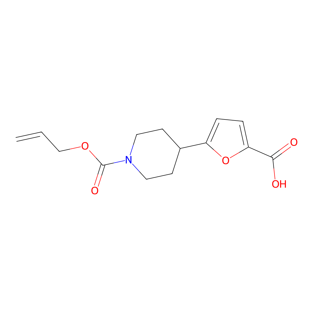 5-{1-[(Prop-2-en-1-yloxy)carbonyl]piperidin-4-yl}furan-2-carboxylic acid molecular structure, CAS 2870667-65-3