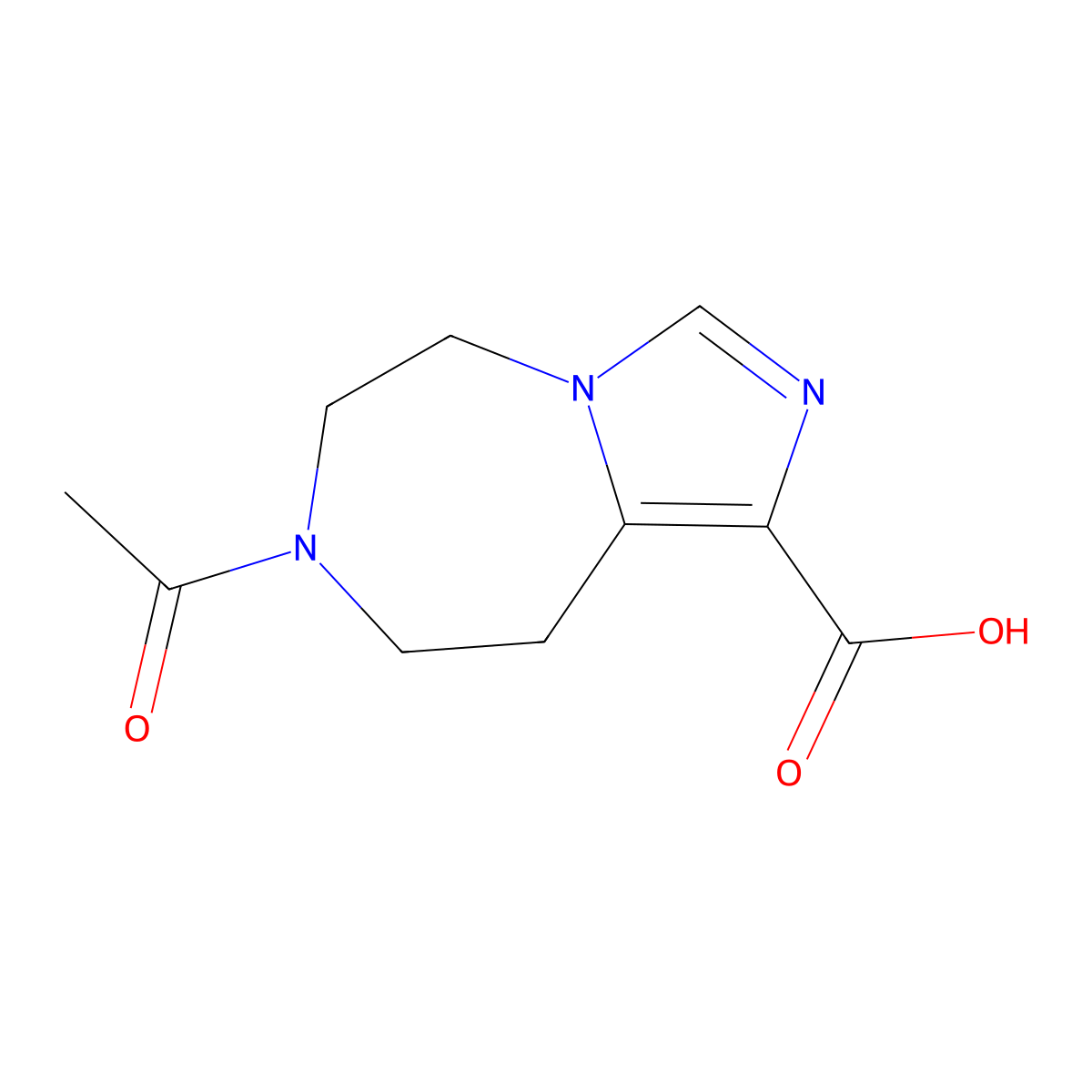 7-acetyl-5H,6H,7H,8H,9H-imidazo[1,5-d][1,4]diazepine-1-carboxylic acid molecular structure, CAS 2870667-69-7