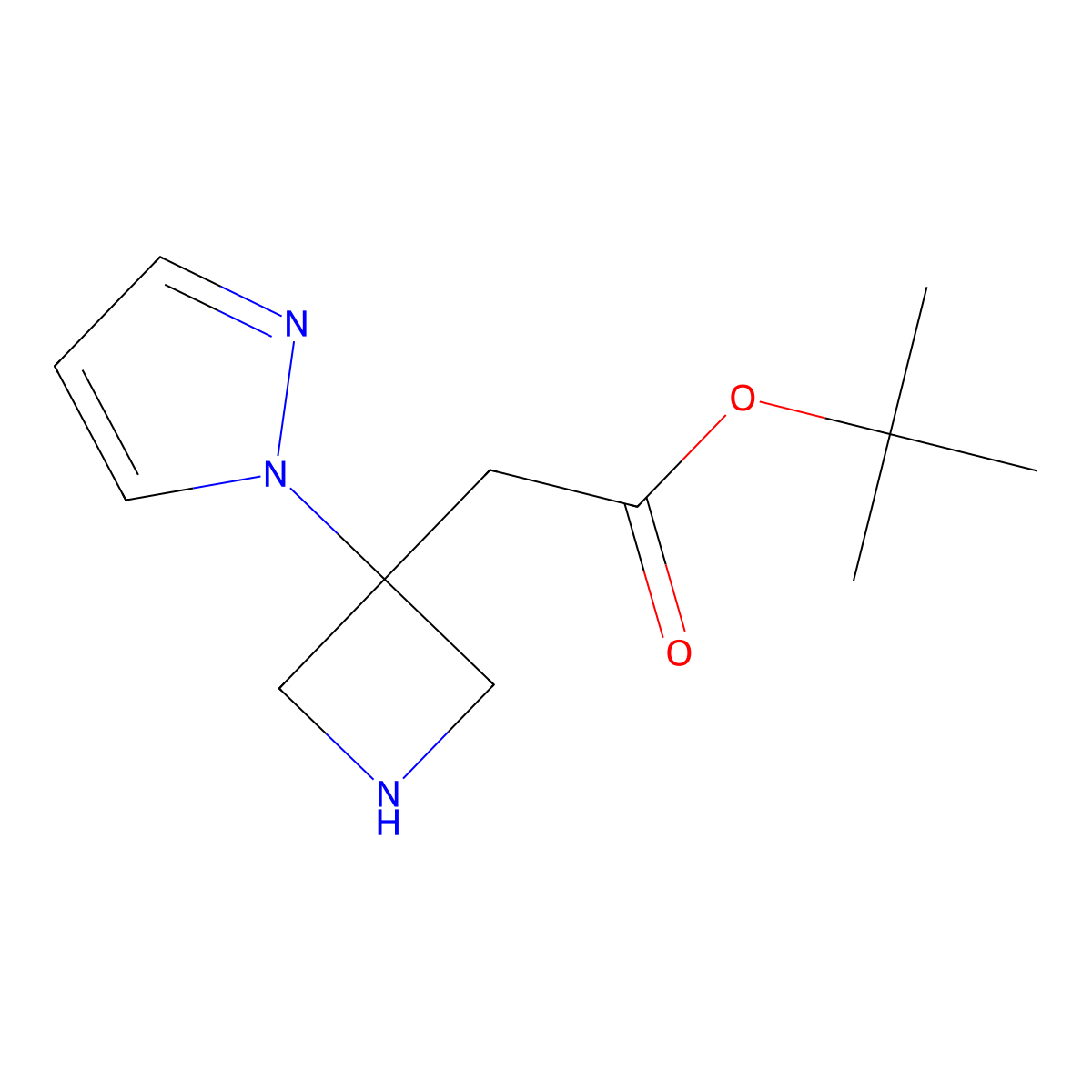 tert-butyl 2-[3-(1H-pyrazol-1-yl)azetidin-3-yl]acetate molecular structure, CAS 2870667-73-3