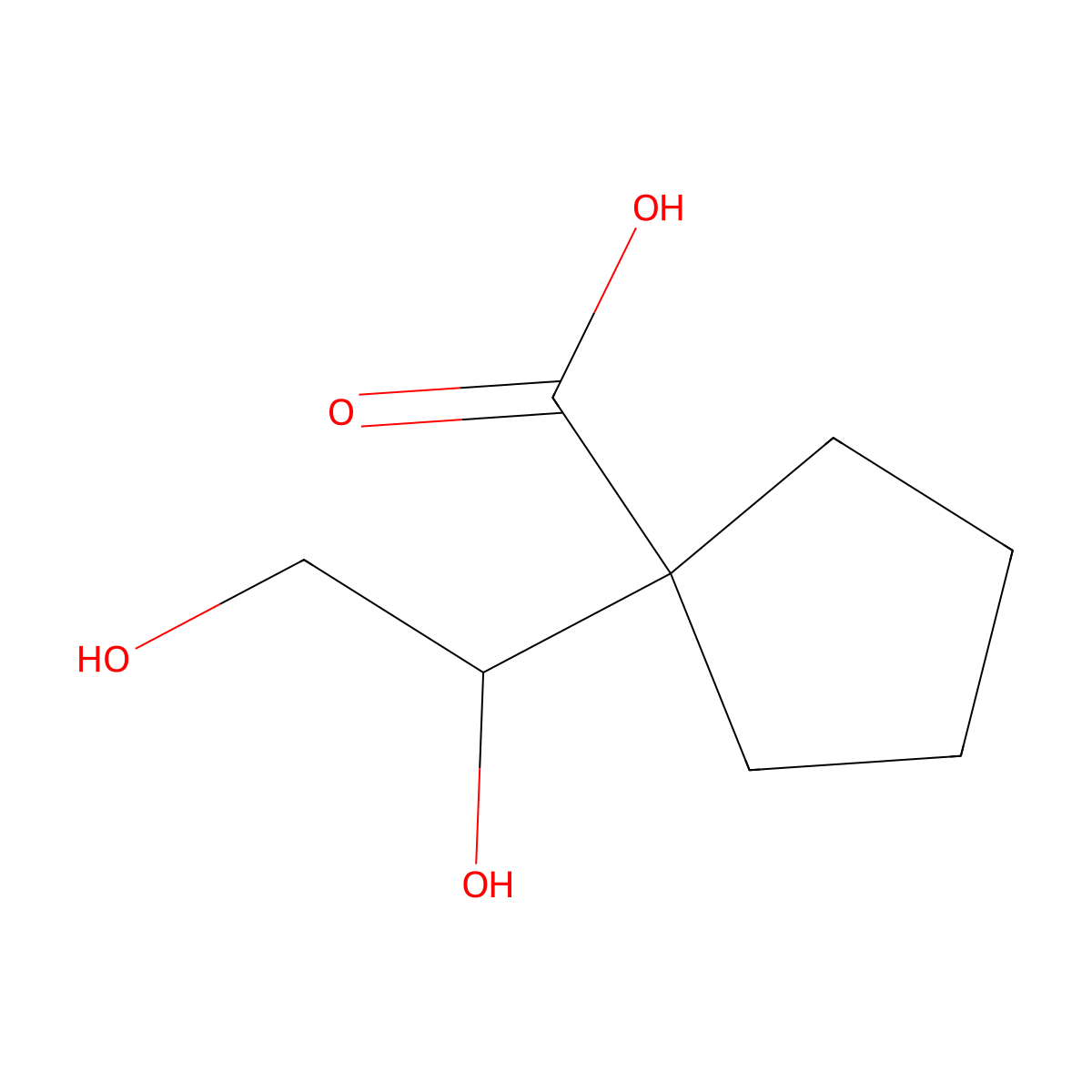 1-(1,2-Dihydroxyethyl)cyclopentane-1-carboxylic acid molecular structure, CAS 2870667-81-3