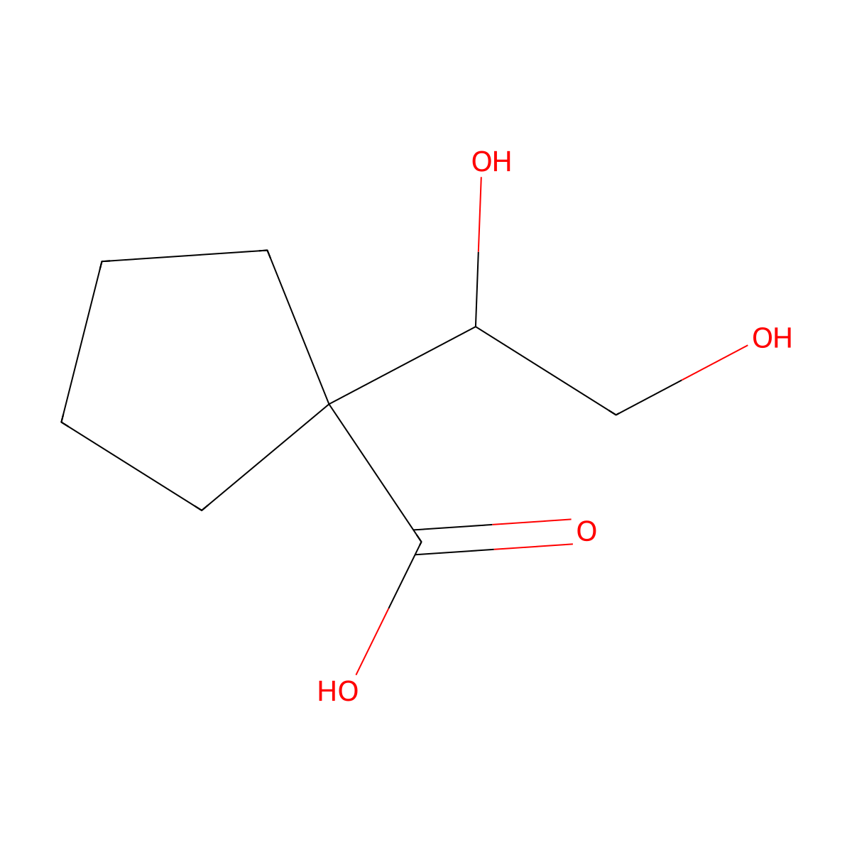 1-(1,2-Dihydroxyethyl)cyclopentane-1-carboxylic acid molecular structure, CAS 2870667-81-3