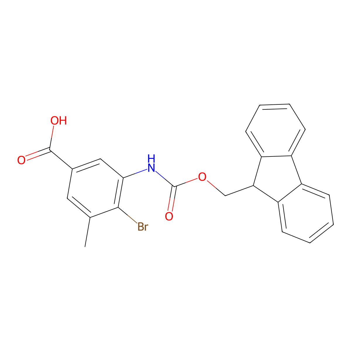 4-bromo-3-({[(9H-fluoren-9-yl)methoxy]carbonyl}amino)-5-methylbenzoic acid molecular structure, CAS 2870667-82-4