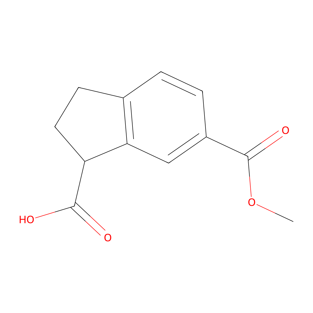 6-(methoxycarbonyl)-2,3-dihydro-1H-indene-1-carboxylic acid molecular structure, CAS 2870667-99-3