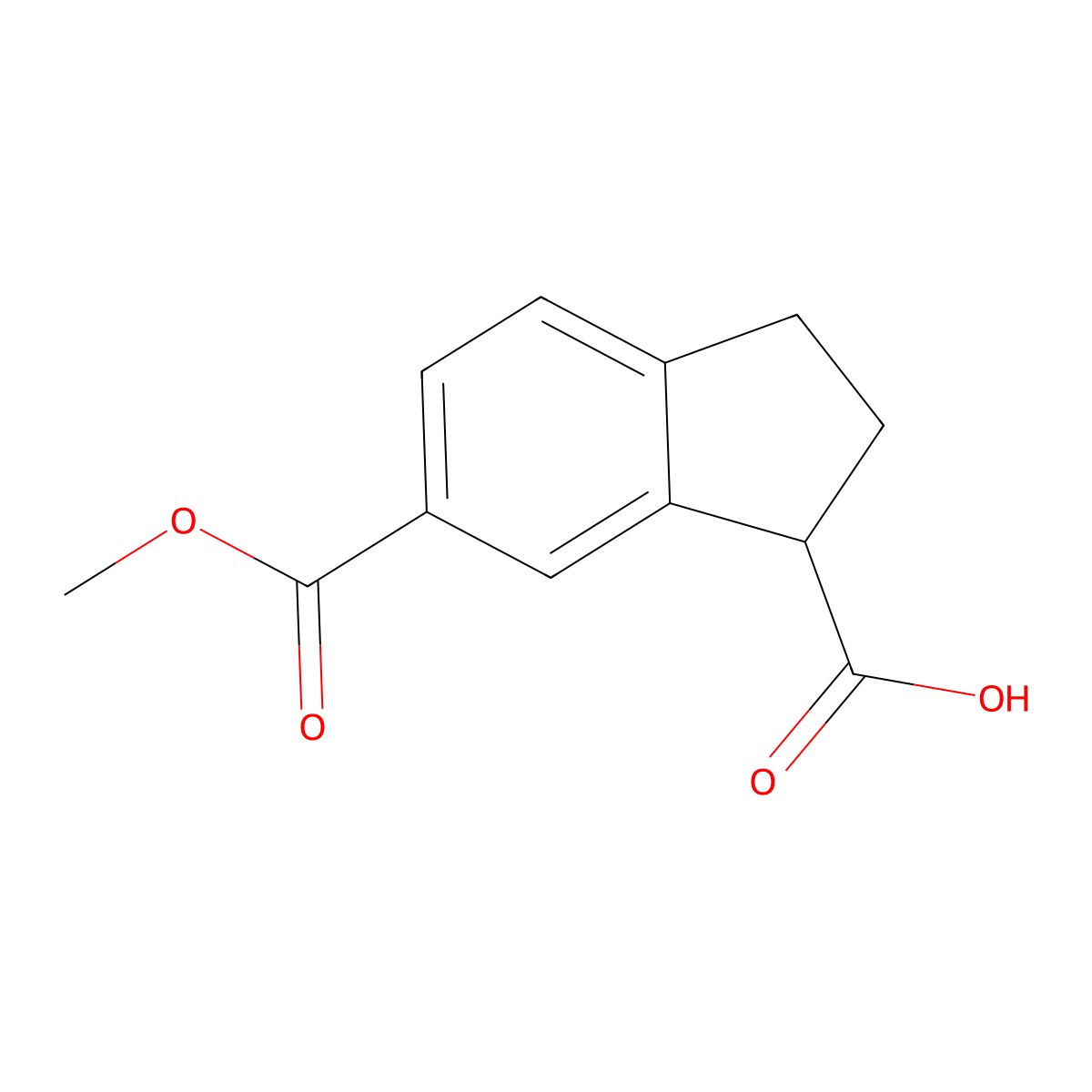 6-(methoxycarbonyl)-2,3-dihydro-1H-indene-1-carboxylic acid molecular structure, CAS 2870667-99-3