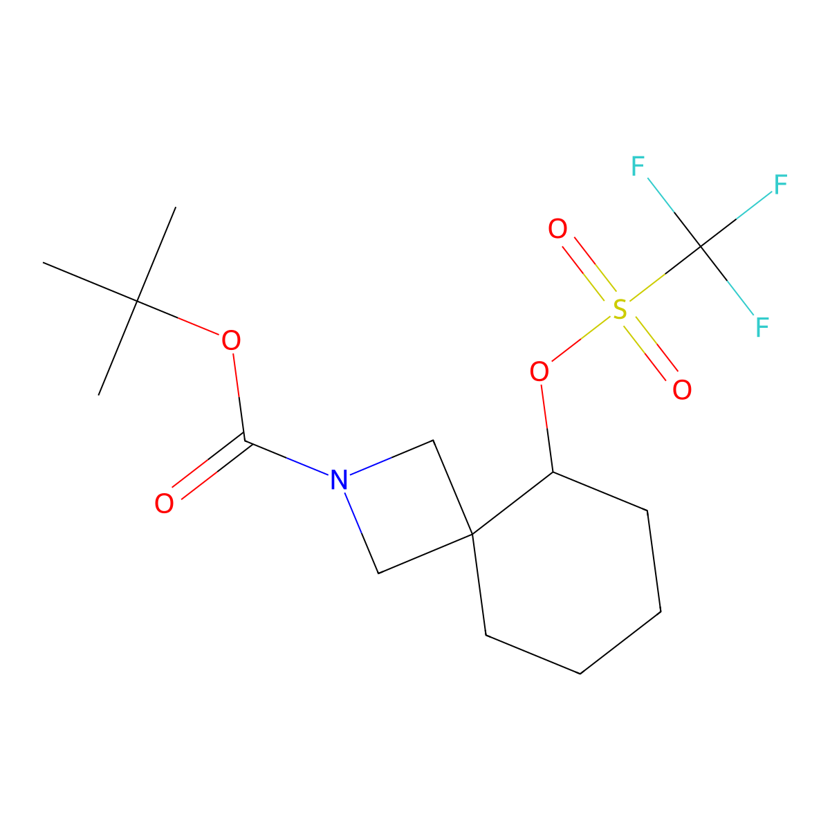 Tert-butyl 5-(trifluoromethanesulfonyloxy)-2-azaspiro[3.5]nonane-2-carboxylate molecular structure, CAS 2870668-11-2