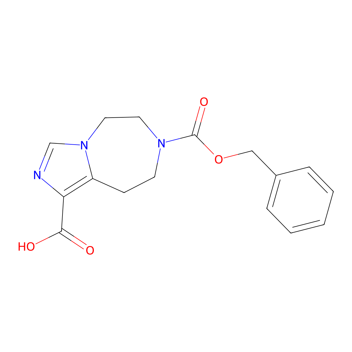 7-[(benzyloxy)carbonyl]-5H,6H,7H,8H,9H-imidazo[1,5-d][1,4]diazepine-1-carboxylic acid molecular structure, CAS 2870668-12-3