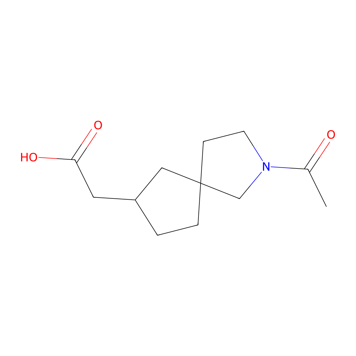 2-{2-Acetyl-2-azaspiro[4.4]nonan-7-yl}acetic acid molecular structure, CAS 2870668-22-5
