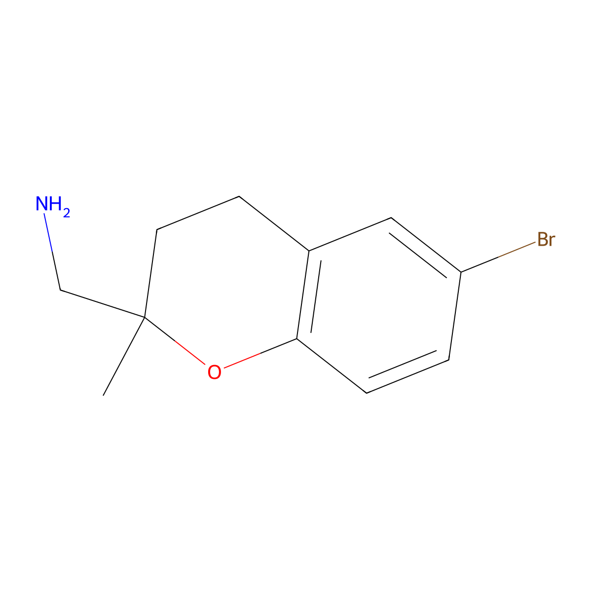 1-(6-bromo-2-methyl-3,4-dihydro-2H-1-benzopyran-2-yl)methanamine molecular structure, CAS 2870668-23-6