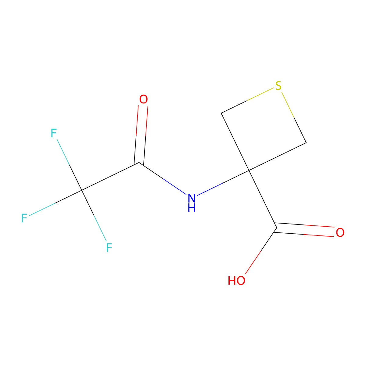 3-(2,2,2-Trifluoroacetamido)thietane-3-carboxylic acid molecular structure, CAS 2870668-26-9