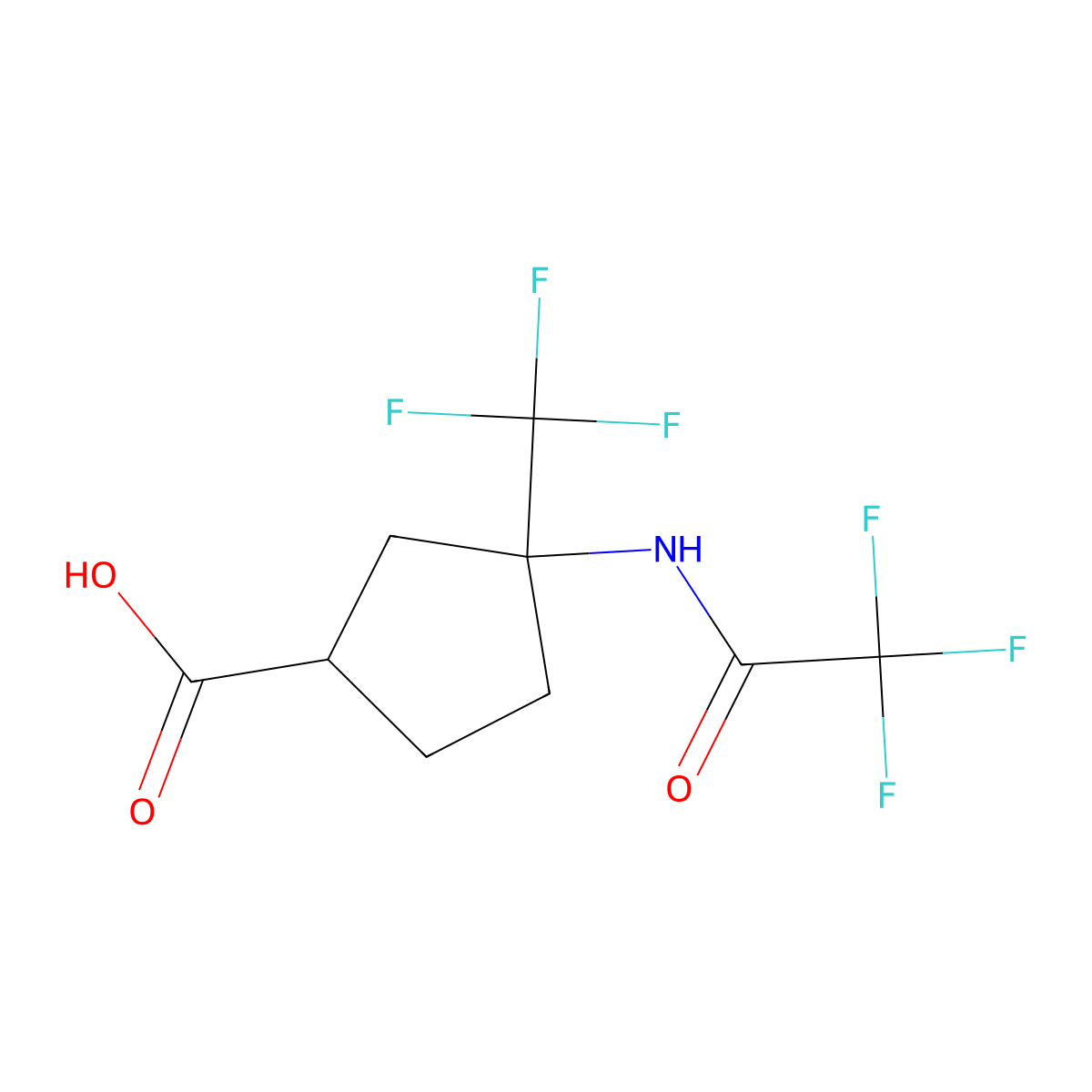 3-(2,2,2-Trifluoroacetamido)-3-(trifluoromethyl)cyclopentane-1-carboxylic acid molecular structure, CAS 2870668-38-3