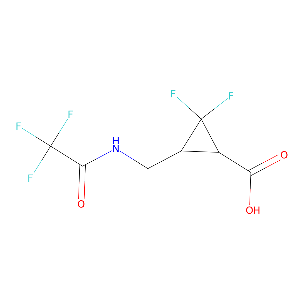 rac-(1R,3R)-2,2-difluoro-3-[(2,2,2-trifluoroacetamido)methyl]cyclopropane-1-carboxylic acid molecular structure, CAS 2870668-43-0