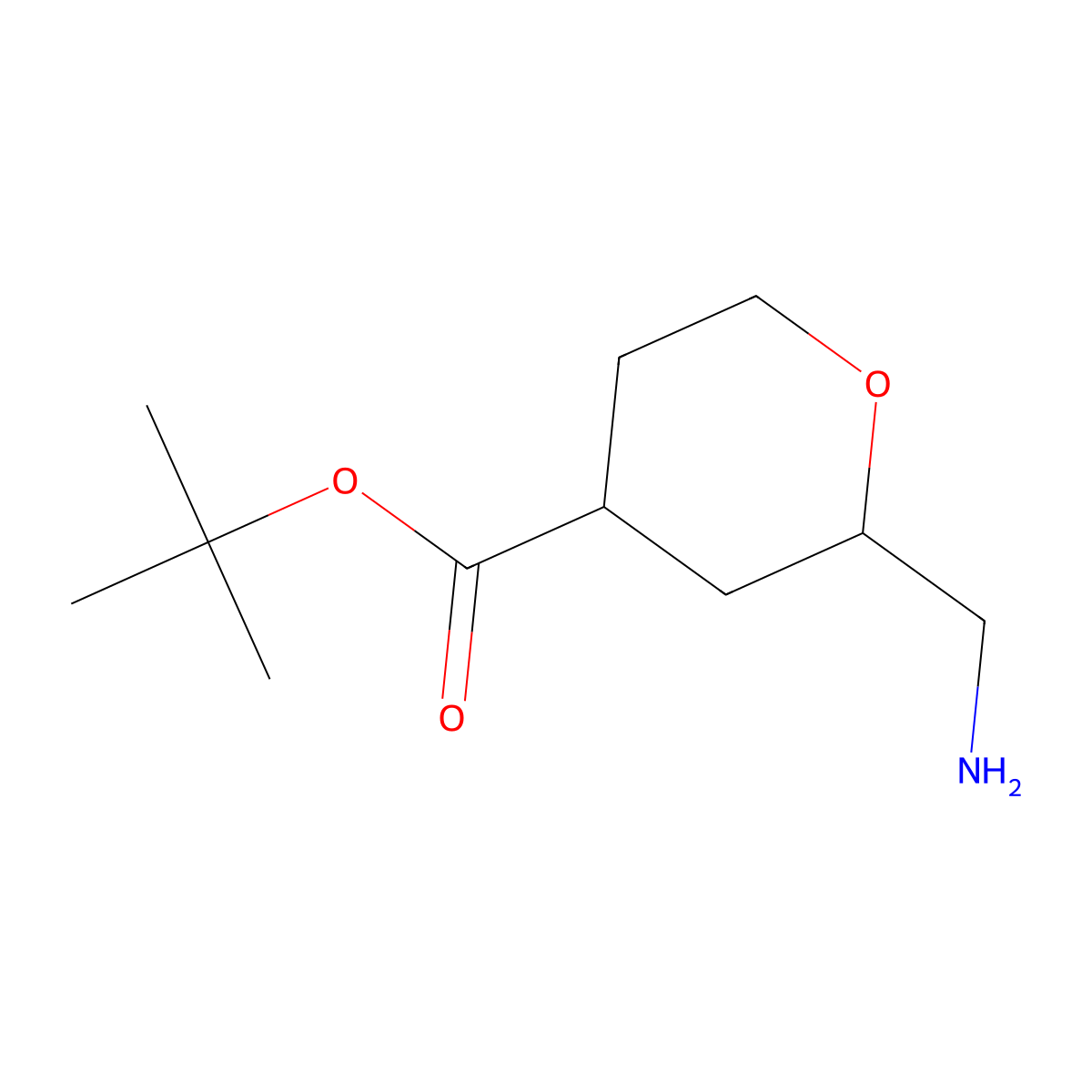 Tert-butyl 2-(aminomethyl)oxane-4-carboxylate molecular structure, CAS 2870668-48-5