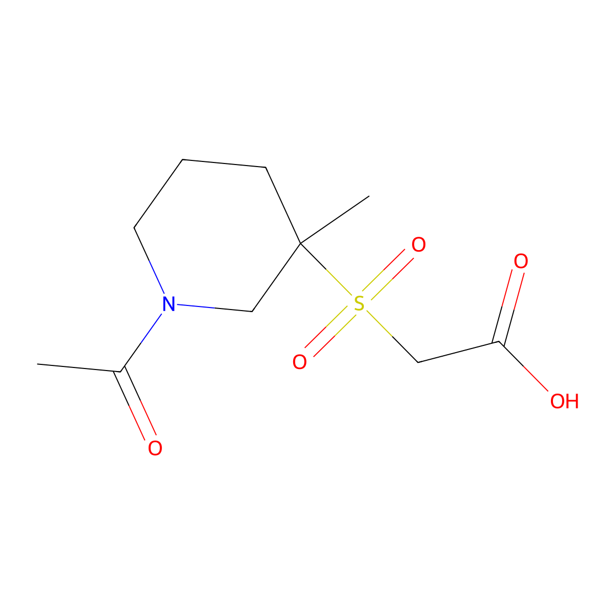 2-[(1-Acetyl-3-methylpiperidin-3-yl)sulfonyl]acetic acid molecular structure, CAS 2870668-53-2